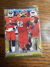 2019 CHRISTIAN WILKINS LEAF DRAFT GOLD NFL ROOKIE CARD RC #09 CLEMSON DOLPHINS . rookie card picture