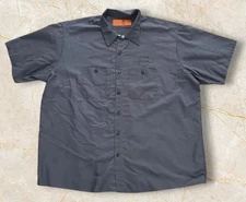 Red Kap Shirt Men 3XL Gray Motorcycle Biker Short Sleeve Button Up Ride Forever