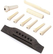 Jiayouy 6 String Acoustic Guitar Rosewood Bridge Saddle Nut Pins Set Including B