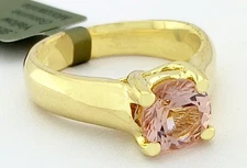 GENUINE 1.95 Cts MORGANITE SOLITAIRE .925 SILVER (yellow tone) - New With Tag