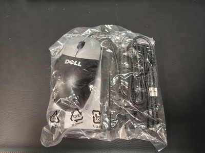 Dell USB Optical Scroll Mouse Black/Silver Wired 2-Button New sealed NOS 0CJ339