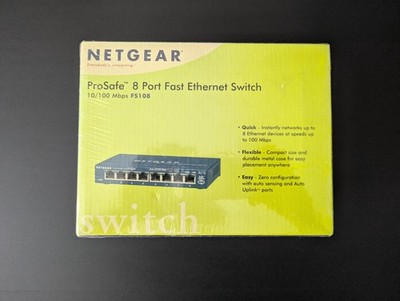 Netgear ProSafe 8 Port 10/100 Networking Switch Fast Ethernet Switch FS108 v2