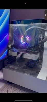 NVIDIA GeForce RTX Gaming Desktop Tower White Liquid Cooling RGB Glass Panel