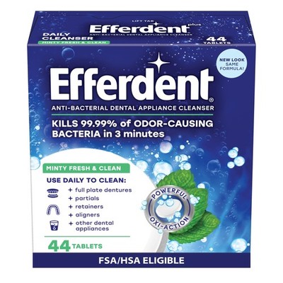 Efferdent Denture Cleaner Tablets   Dental 44 Count (Pack of 1), White 