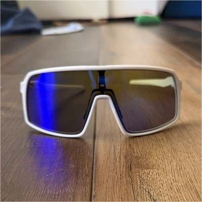 Oakley Sutro White Rectangle Sunglasses Prizm Sapphire Lens Adjustable