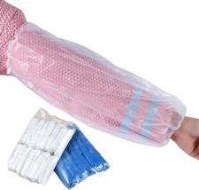 100 Disposable Arm Sleeves, Waterproof PE Protectors for Cleaning, Painting, Foo