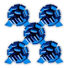 5 PCS Blue Satin Pull String Gift Bows 5 Inch Easy Assembly Wrapping Decor