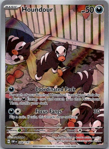 Houndour 204/197 Illustration Rare Obsidian Flames Pokemon Holo Near Mint