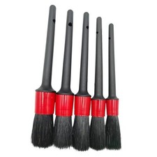 Car Detailing Brush Set of 5 - Soft Boar Hair, Car Wash Brush, Wheel Cleaner