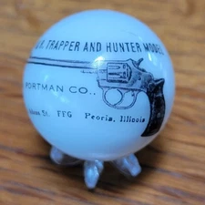 G.N. PORTMAN FIREARM GUN CO. ADVERTISING MARBLE 1 in SHOOTER SZ  COLLECTOR ILL.
