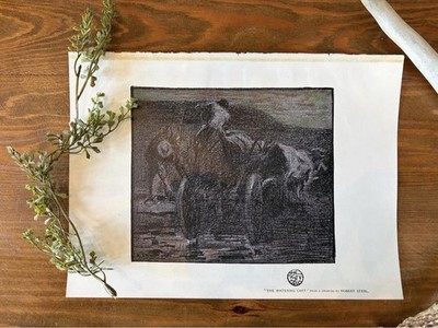 The Studio Robert Sterl  The Watering Cart  Realism Horse & Cart Print on Paper