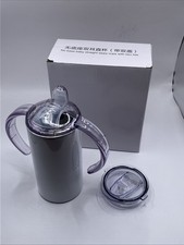 Baby Straight Sippy Cup with Two Lids White Open Box