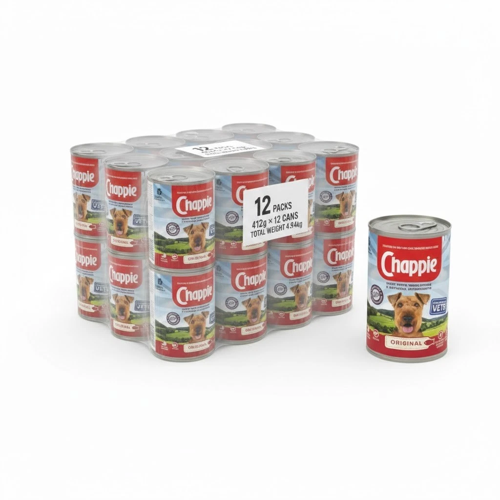 12x Chappie Adult Wet Dog Food Tins 12x412g - Original in Loaf - Bulk Value Pack