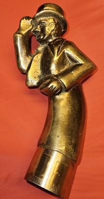 Vintage Solid Brass  IW Harper Bourbon Bottle Top ''Bowing Man'' Mascot  Approx 5''