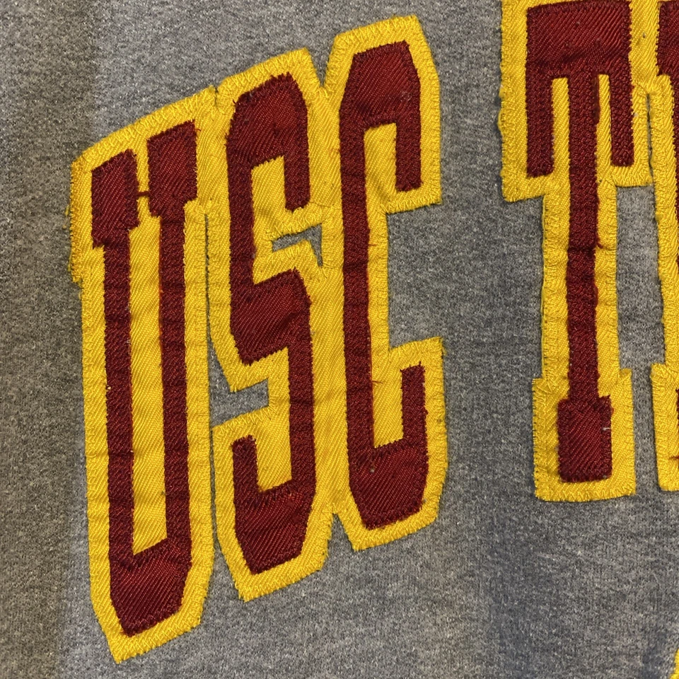 Pullover con capucha vintage USC Trojans para hombre talla XL gris rojo amarillo bordado Foto 4 de 4