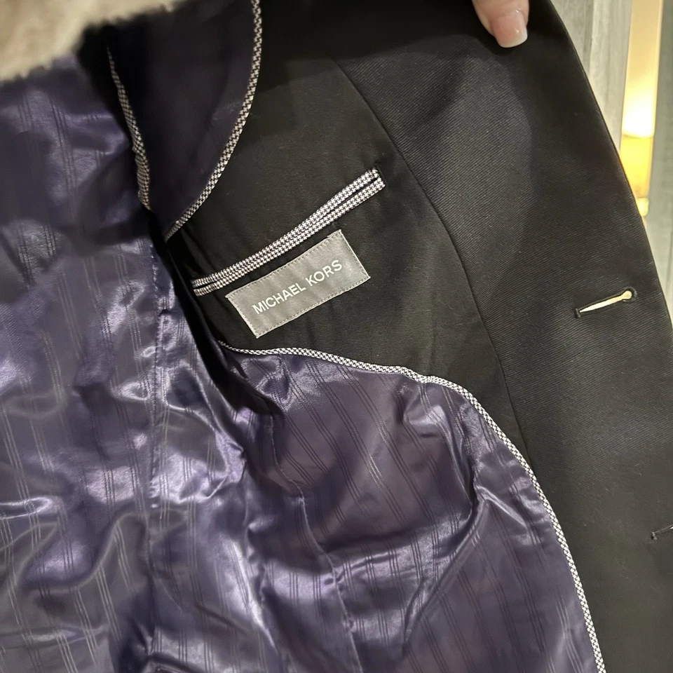 Michael Kors Hombres Traje Chaqueta 36 Slim Negro Lana Abrigo Deportivo Lujo Veneciano Foto 3 de 4