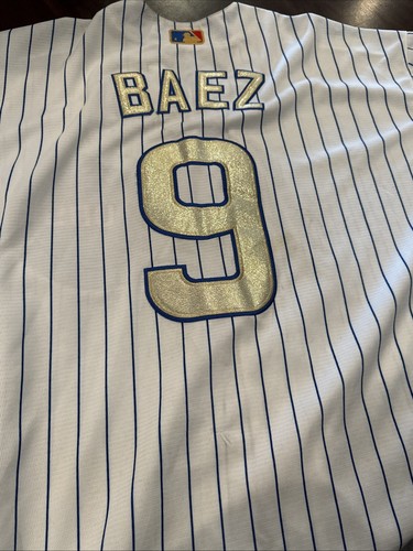 Javier Baez #9 Chicago Cubs 2016 World Series White Gold Jersey Mens Size 3XL - Afbeelding 9 van 10