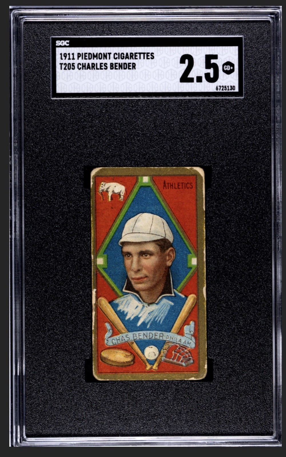 1911 T205 Gold Border Chas. Chief Bender Piedmont HOF SGC 2.5