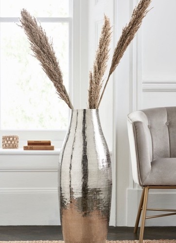 Next Silver Hammered Effect Metal Vase Display Ornament Statement Home Decor £99 - Picture 2 of 5