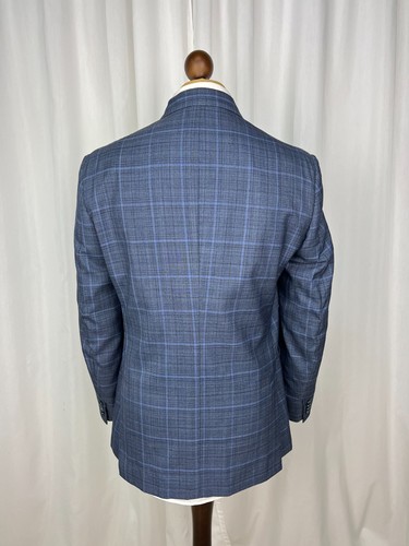 ISAIA NAPOLI Blue Windowpane Check Half-Lined Wool&Silk 2 Piece Suit 42US\52IT - Picture 5 of 14