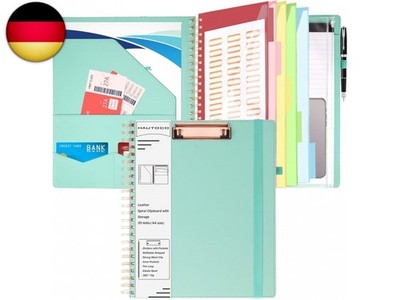 HAUTOCO PU-Leder Klemmbrett Folio mit Zip Beutel, Klemmbrettmappe A4 mit