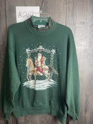 Vintage Morning Sun Santa & The Carousel Horse Sweatshirt - USA Made Adult L - Image 1 of 4