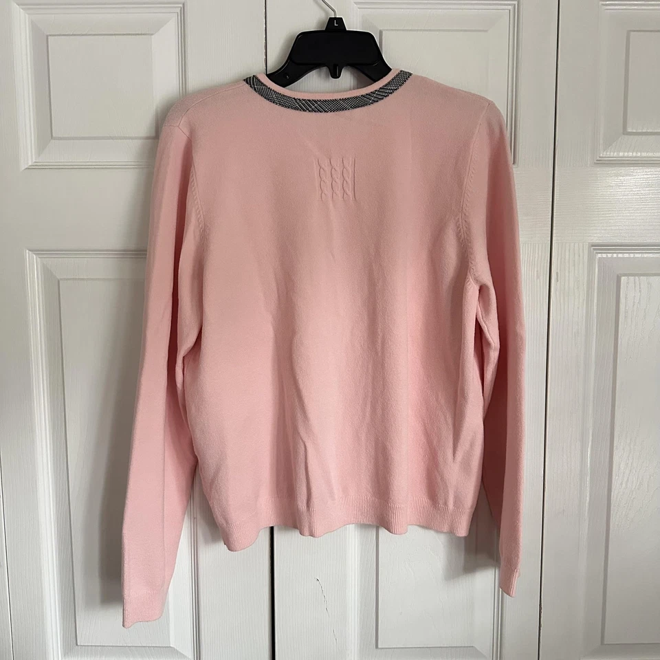 Suéter feminino Marisa Christina XL rosa cardigã arco contraste acabamento botão frontal - Imagem 2 de 4