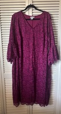Catherines Formal Mother of Bride/Groom Dark Magenta Lace Dress 3X