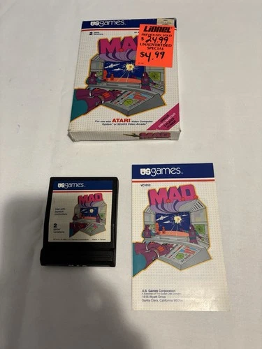 Atari 2600 M. A. D. US Games 1982 Cartridge, Box and Instructions