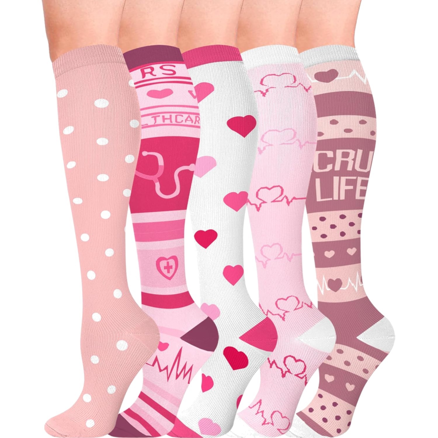 Kompressionsstrümpfe Damen Herren bunt Sport Reisesocken Stützkniestrümpfe