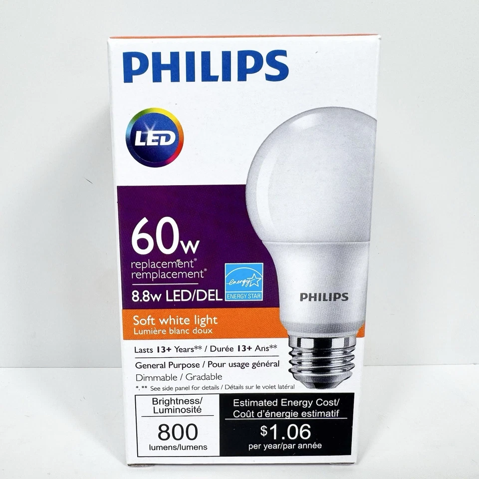 Philips LED 60W Replacement 8.8w A19 E26 Bulb 800 Lumens 6x Bulbs - Image 2 of 4