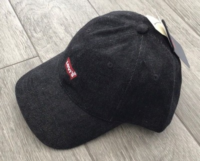 HERREN LEVIS DENIM BASEBALL CAP MIT BATWING LOGO - BLACK WASHED DENIM