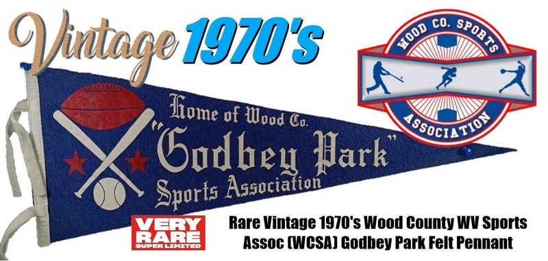 Rare Vintage 1970's Wood County WV Sports Assoc (WCSA) Godbey Park Felt Pennant