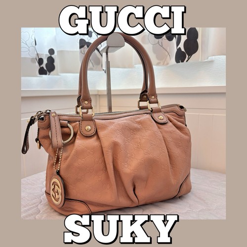 GUCCI Shima Leather Suki Handbag GG Commuting 247902
