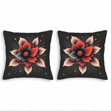 Set of 2 Decorative Throw Pillow Covers 18x18in - Elegant Floral Design