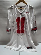 2014 OHIO STATE BUCKEYES TEAM SIGNED WHITE JERSEY #11 ELLIOT WASHINGTON SIZE XXL