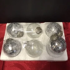 Southern Living at Home Brilliant Glass Ornaments Crackle Glass Set of 6: No Box