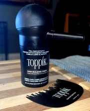 NEW Toppik Dark Brown 12g Bottle, Comb & Puff Spray Applicator in Dark Brown