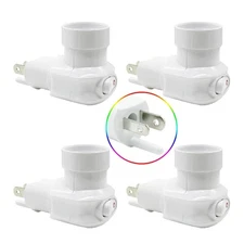 4X 360° Plug in Light Socket Outlet to Light Bulb 3-Prong Outlet Socket Adapter