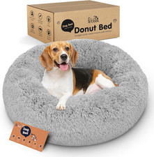 Donut Dog Bed - Premium Comfort for Anxiety Relief - Fluffy  Calming Design wit