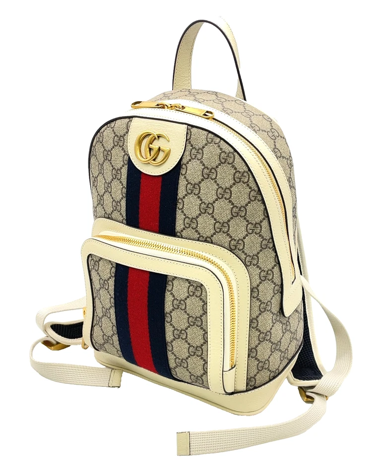 Auténtica mochila Gucci Ophidia GG Supreme Sherry Line PVC gris x blanca con D SK040066 Foto 3 de 4