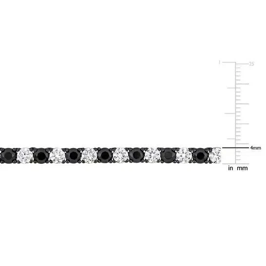 4MM Round Lab Created Black Diamond 14KBlack Gold Plated Men Tennis Necklace 18" - Image 4 of 4