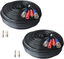 2 Pack 200Ft All-In-One Video Power Cables, Security Camera Cable BNC Extension