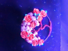 Handmade Beaded Floral Flower Hair Clip Pink Purple Green Plastic Metal