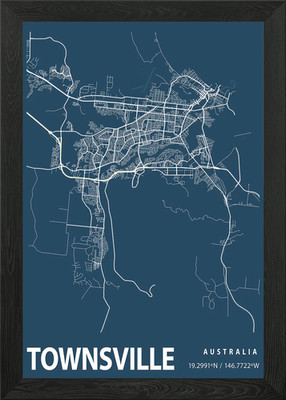 Townsville Bauplan Karte gerahmtes Wandbild Poster Leinwanddruck Bild