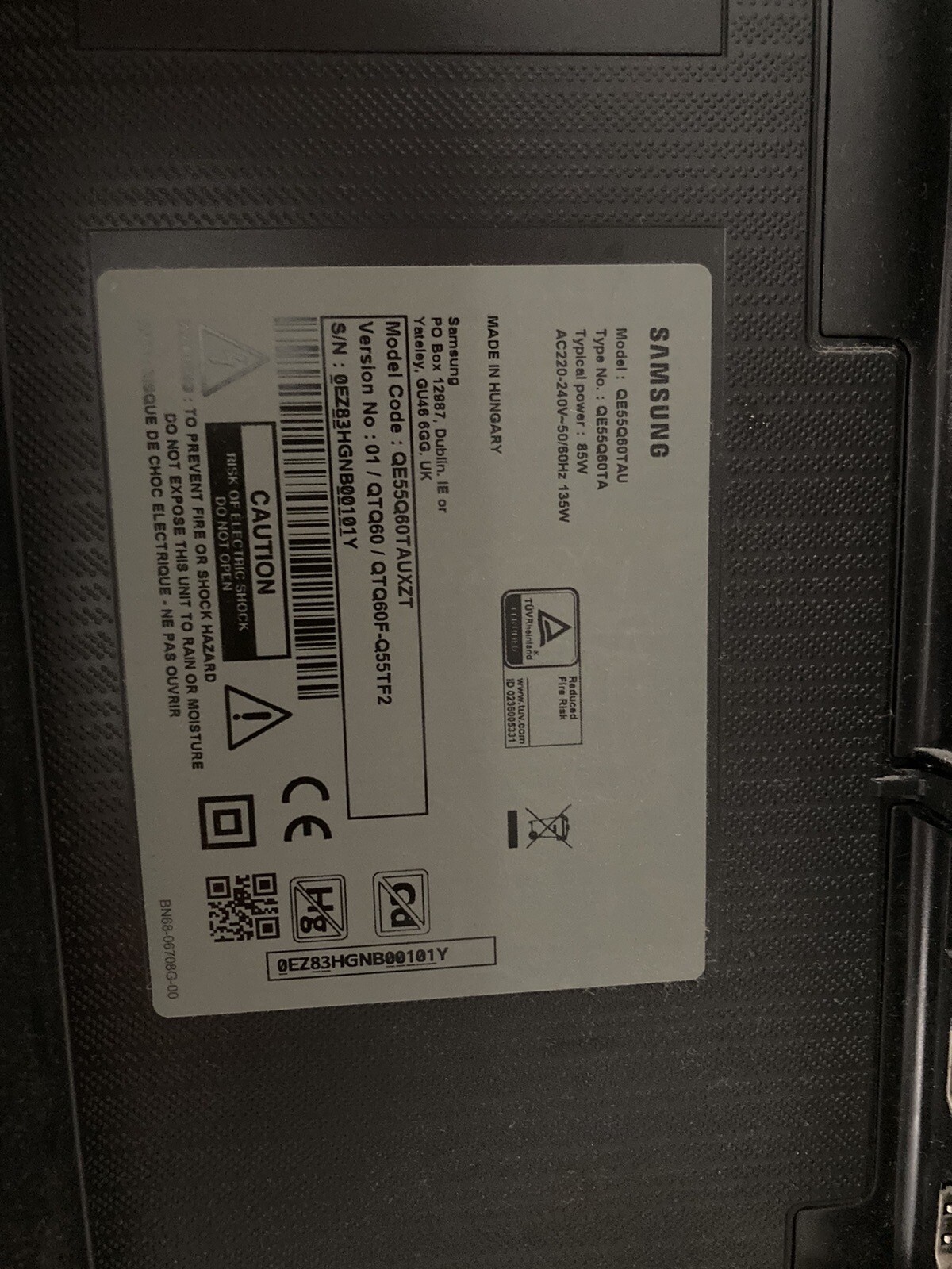 tv 55 pollici Samsung qled Display Rotto