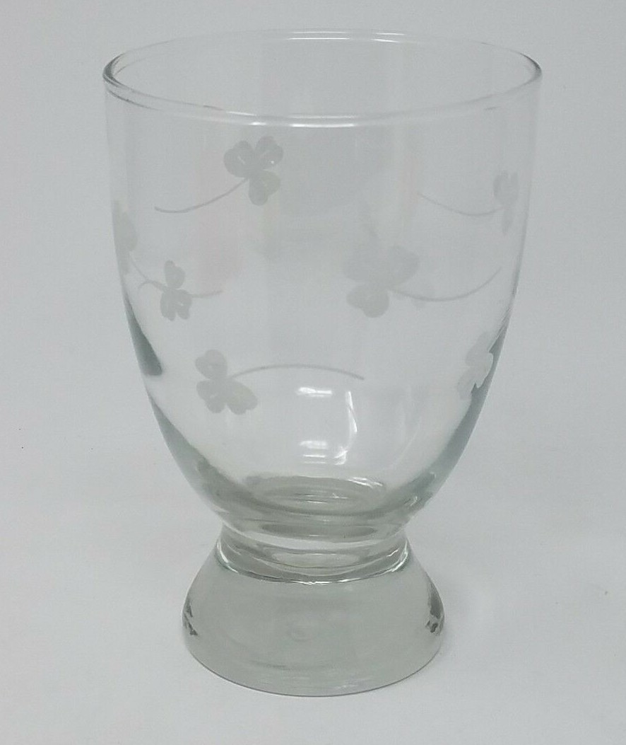 Vintage Eamon Glass Shamrocks Dublin Ireland Large Water Goblet or Vase