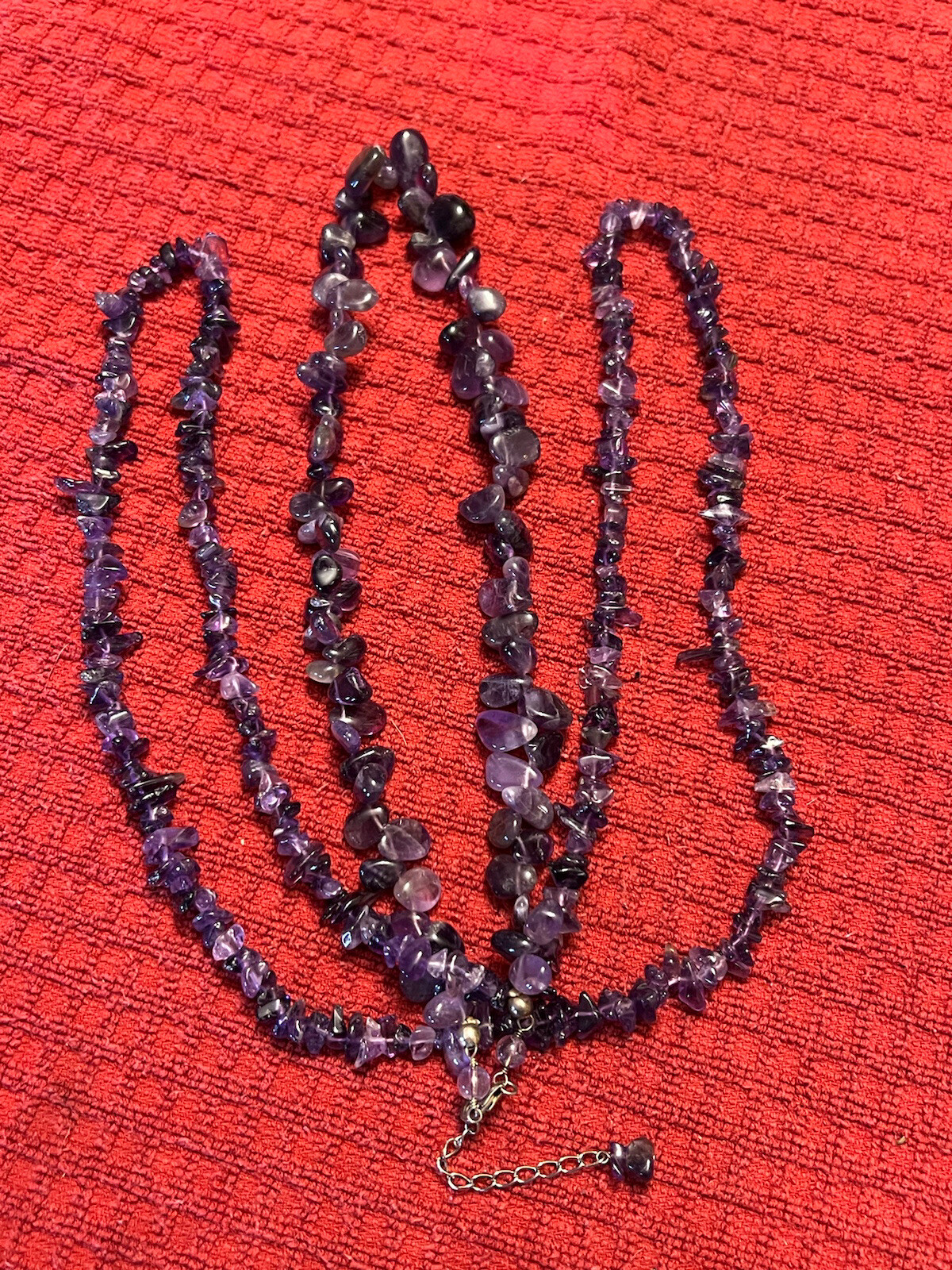 VINTAGE ESTATE 3STRAND AMETHYST STONE NECKLACE 1921” STERLING SILVER