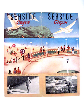 Fantastic Vintage Travel Brochure ''Seaside Oregon'' w/ Nice Color Map *