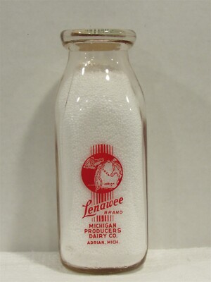 TSPP Milk Bottle Michigan Producers Dairy Co Adrian MI LENAWEE COUNTY 1959 Map